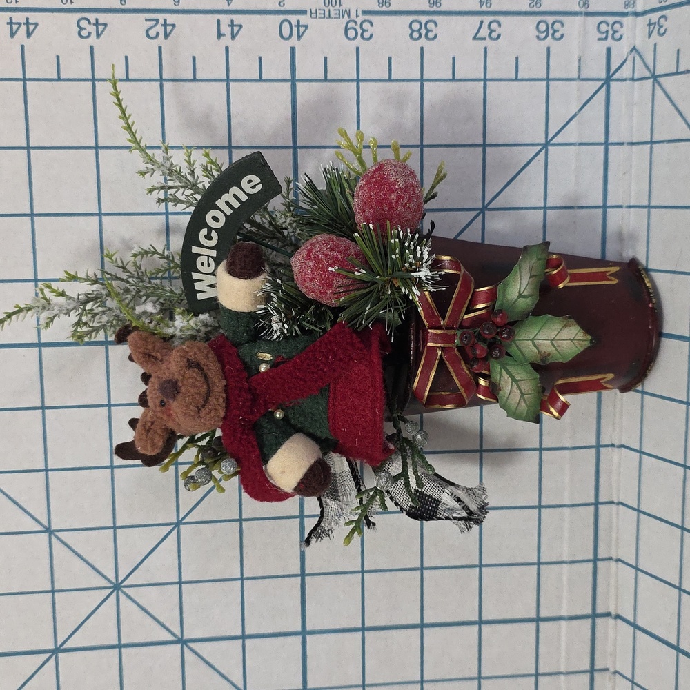 Christmas Holiday Wall‎ Pocket Decor, Mini Holiday Welcome Sign W/Moose #2